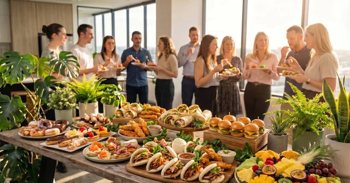 Chic Bite catering — corporate event with premium buffet spread